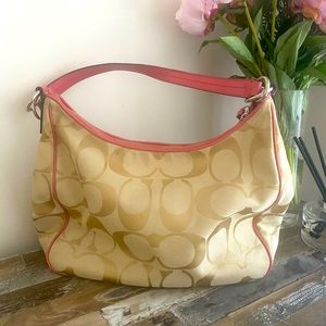 Pink and tan Coach purse